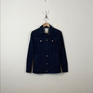 Lularoe Women's XS Dark Blue Denim Jacket Gold Button Down  4 Pocket Long Sleeve